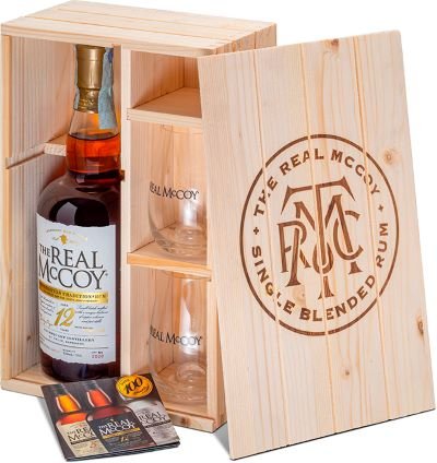 The Real McCoy Wooden Box + 2x sklo